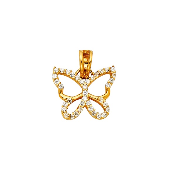 14K Yellow GoldCZ Butterfly Pendant